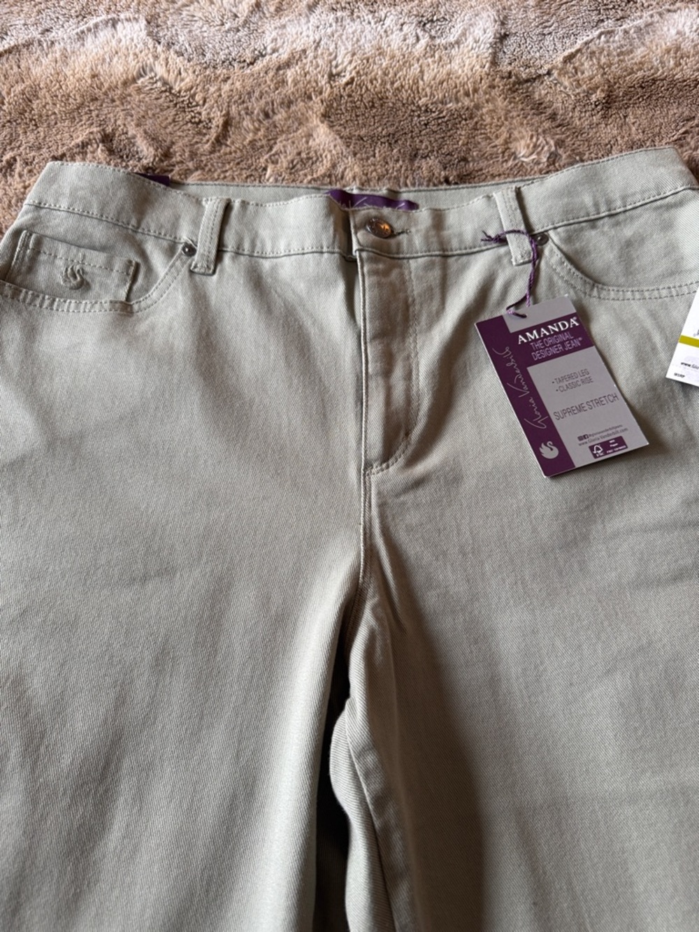 Gloria Vanderbilt Amanda Jeans 14 Short NWT Olive Tapered Classic Rise Stretch - Picture 3 of 13